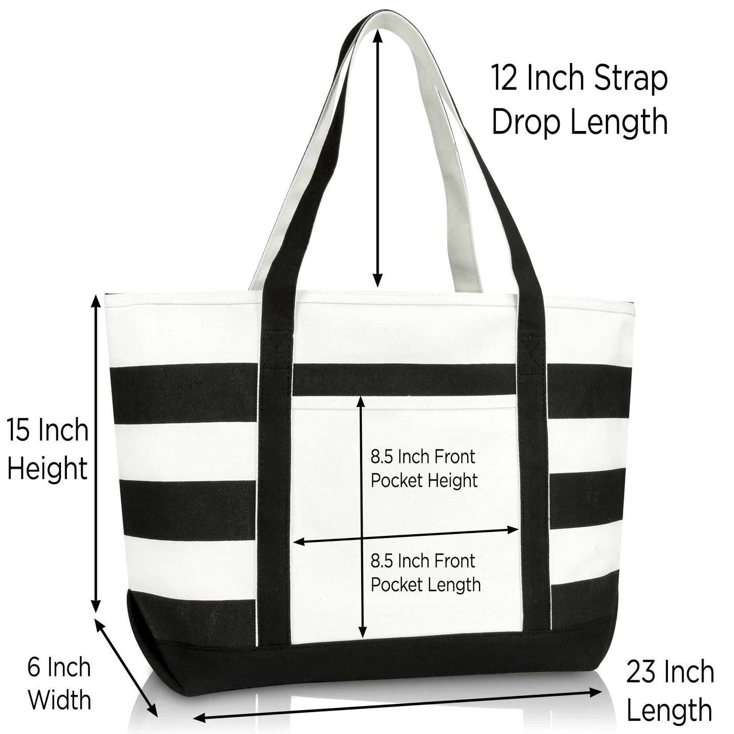 DALIX Anchor With Rope Womens Embroider Striped Cotton Tote