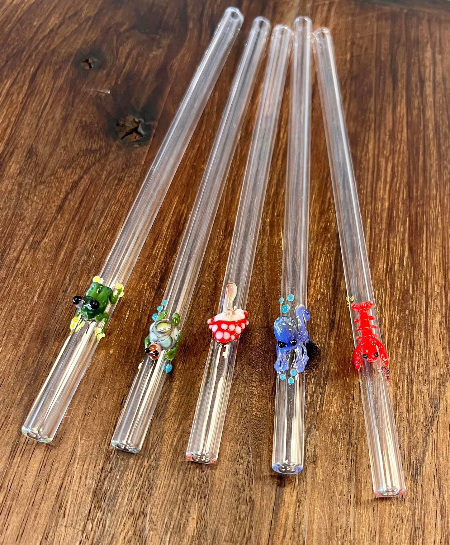 Phoenix Rose Art Glass Straws