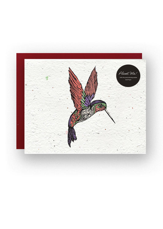 Whimsical Hummingbird Harmony Wildflower Seed Paper Card