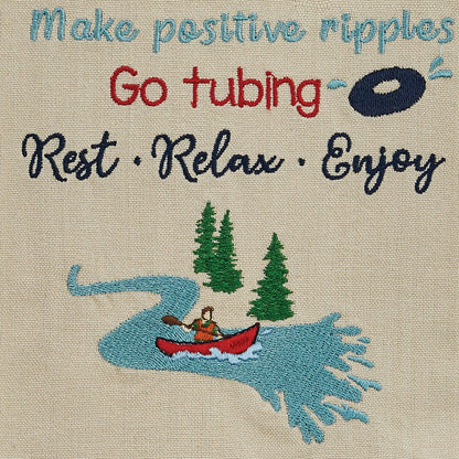 River Rules Embroidered Dishtowel