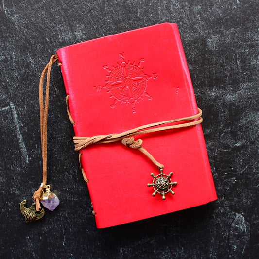 Leather Notebook w/ Crystal Accent - (Crystals and Stones)