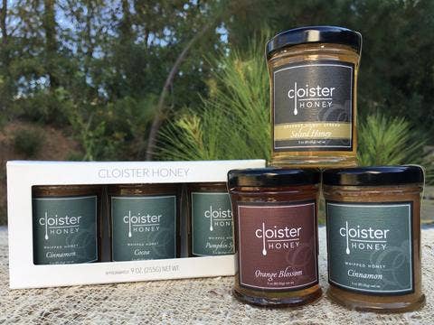 Cloister Honey Trio Sets 9oz.Bourbon, Salted Honey, Cinnamon