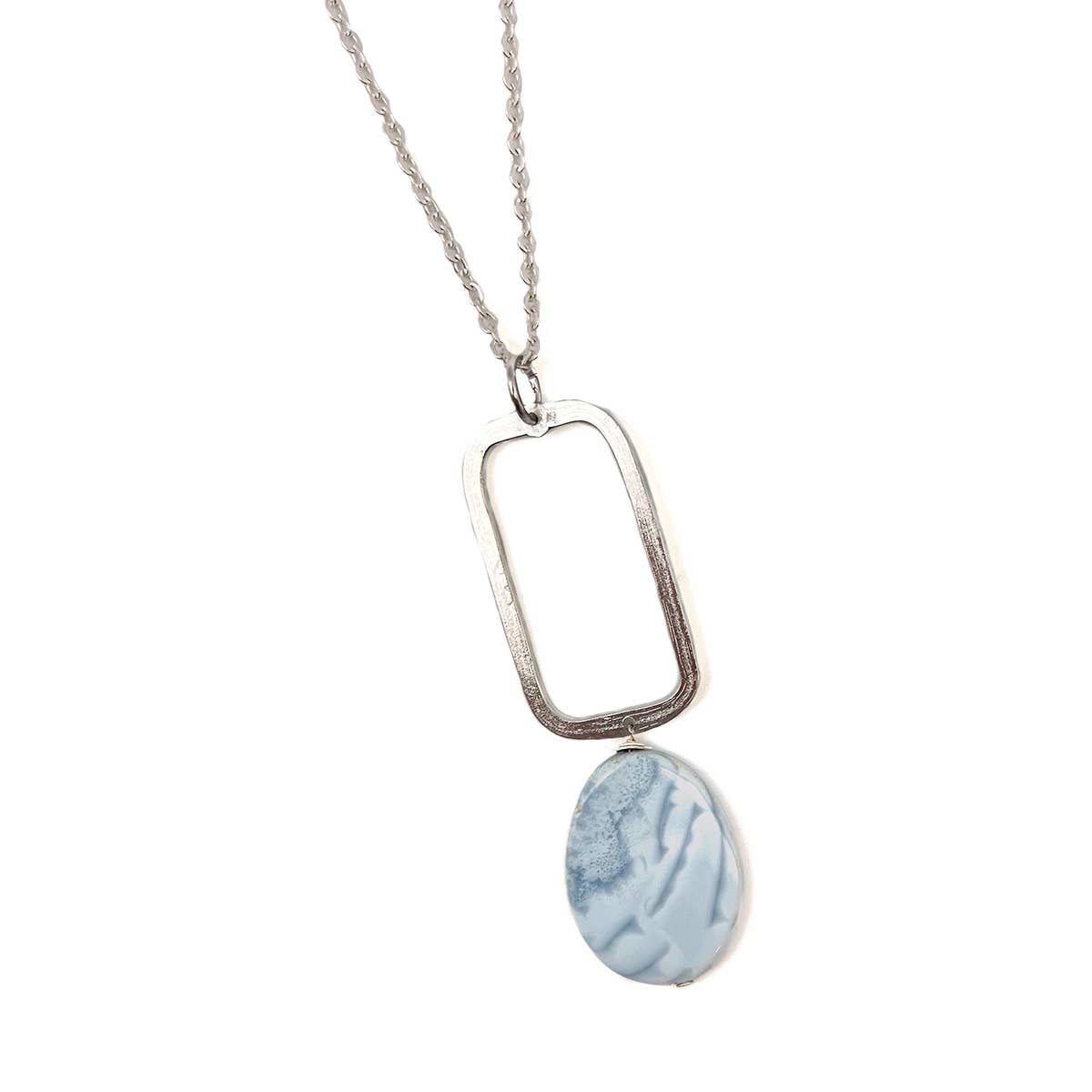 Anju Jewelry Silver Plated Geometric Necklace - Blue Opal