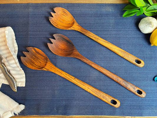 Tuckahoe Hardwoods Rustic Handle Wooden Salad Serving Spork