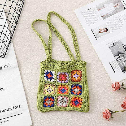 Atzbranding Limited Bohemian Handmade Crochet Bag - Exquisite Handcrafted Tote Green