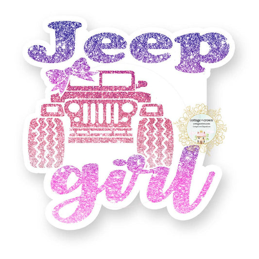 Cottage + Crown Jeep Girl Adventure Outdoors 4 Wheeler Vinyl Decal Sticker