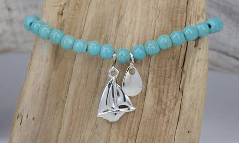 Turquoise Bead Sailboat Bracelet