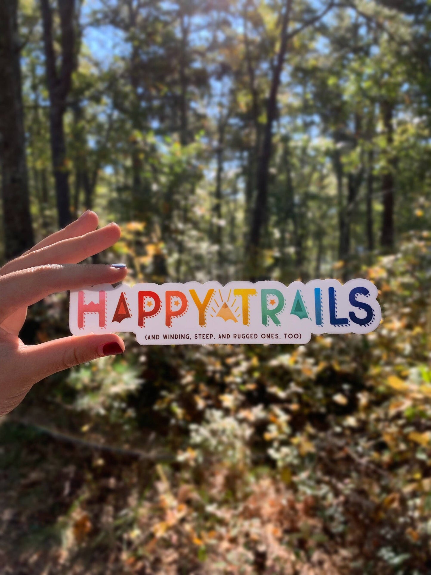 Cloud on a Mountain Happy Trails - Waterproof Vinyl Sticker