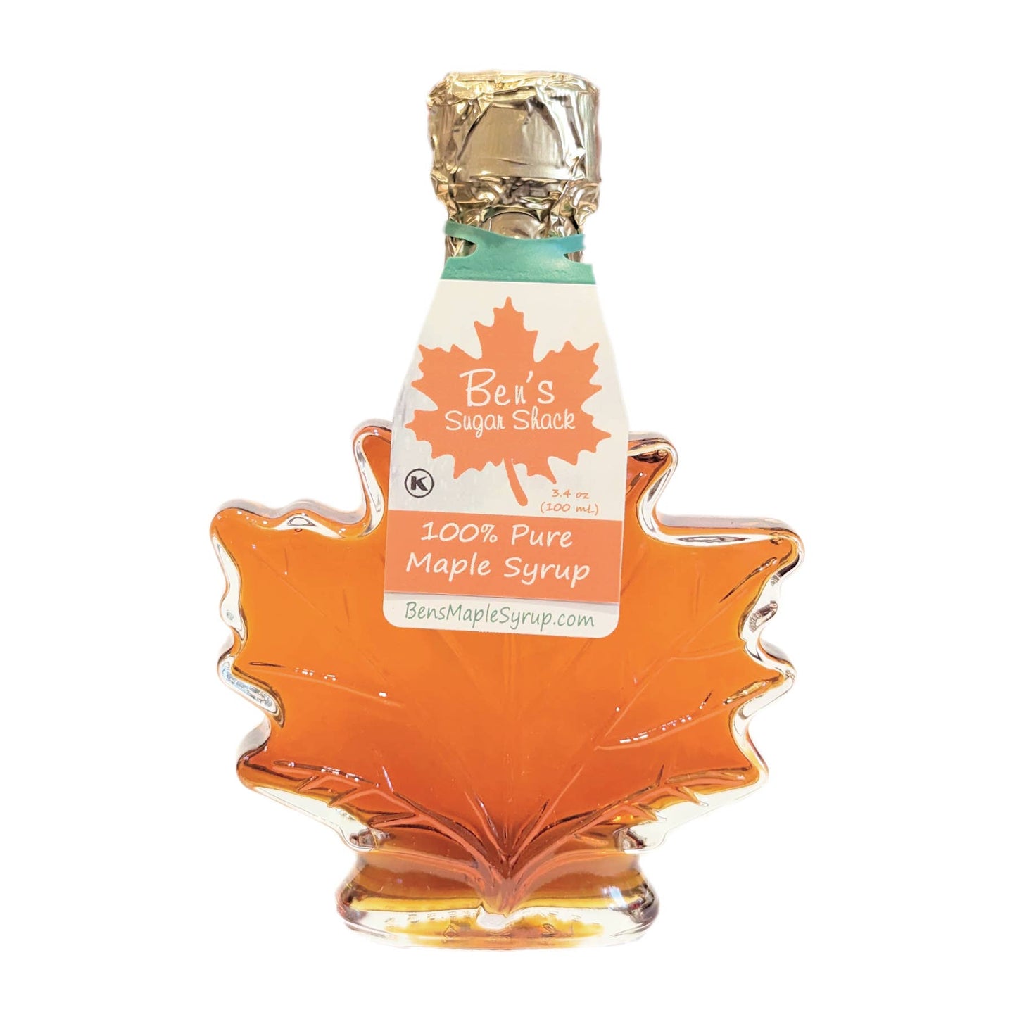 Ben's Sugar Shack Maple Syrup in 3.4 Oz. Glass Leaf