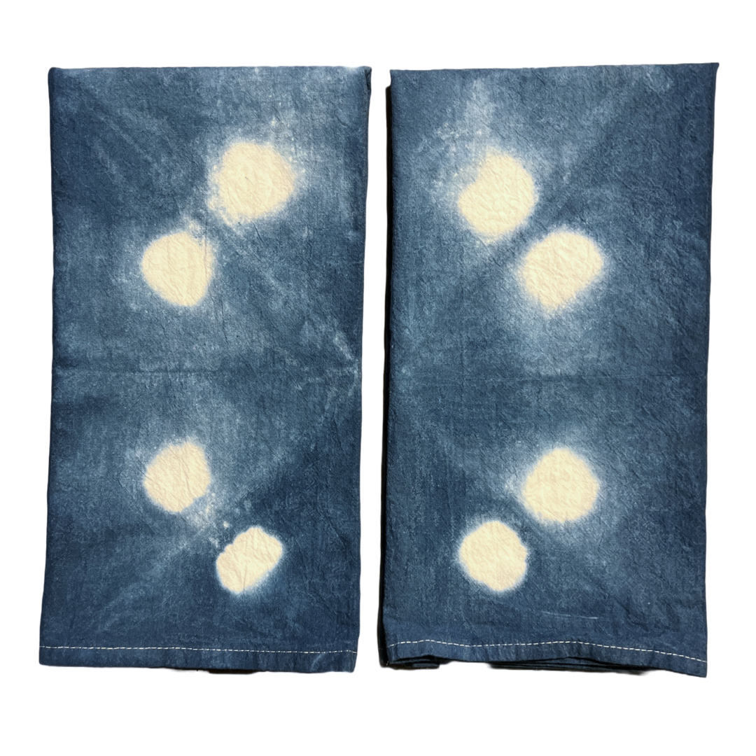 Organic Cotton Indigo Dyed Shibori Tea Towel Hotaru