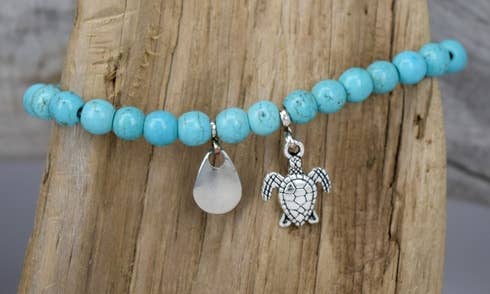 Turquoise Bead Turtle Bracelet