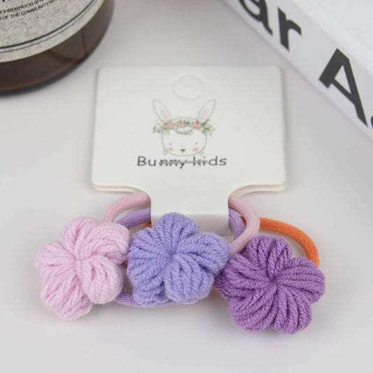 TheDivaSoap Handmade Crochet Flower Hair Ties-Set of 3 purple