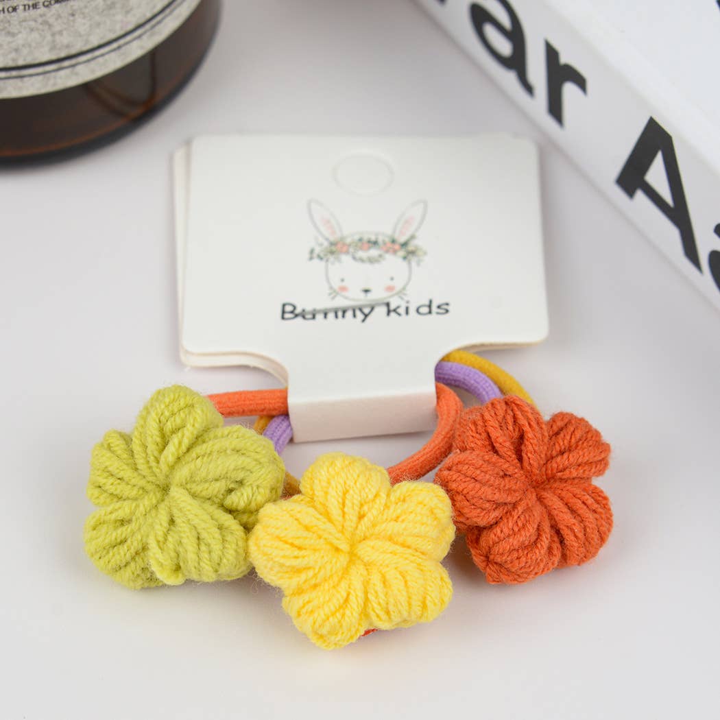 TheDivaSoap Handmade Crochet Flower Hair Ties-Set of 3 yellow