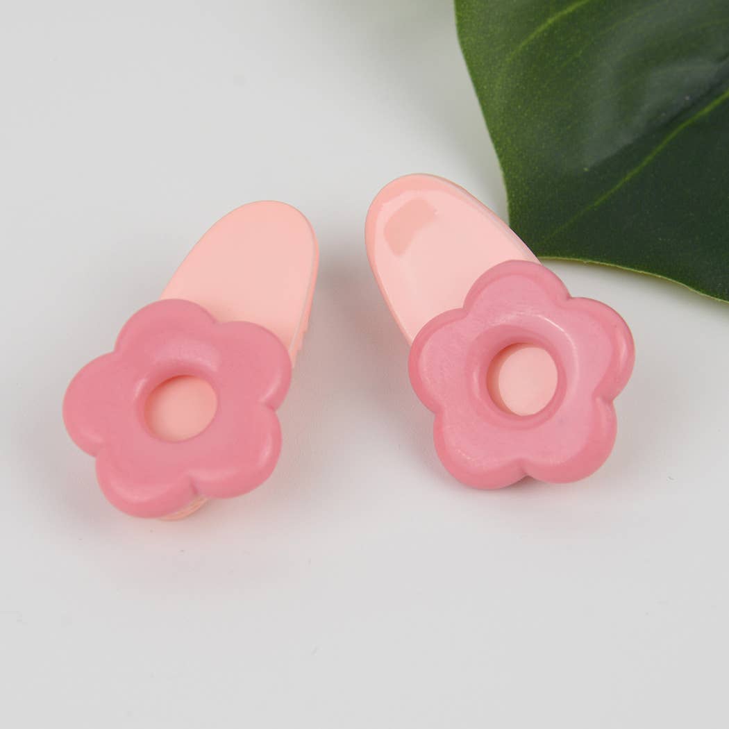 TheDivaSoap 2pcs Cute Girls Macaron Acrylic Hair Clip-Flower light pink/dark pink