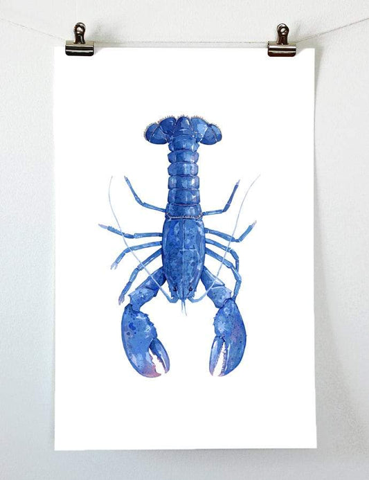 Studio Tuesday Blue Lobster Watercolor Print, Nautical New England Wall Art