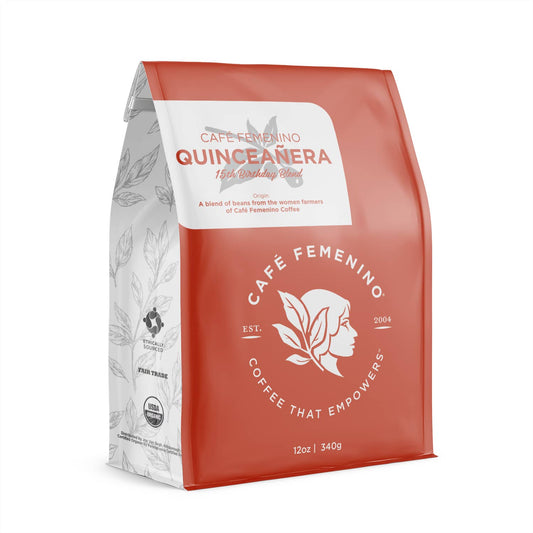 Cafe Femenino Organic Fair Trade Quinceanera Blend Whole Bean Coffee