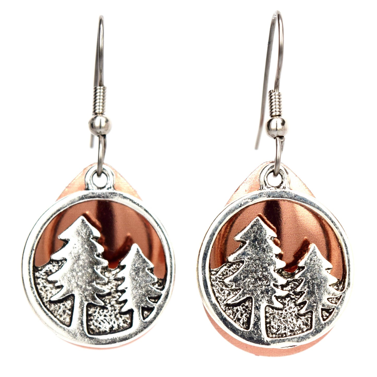 Copper Tone Forest Earrings Handmade Maine Mountain Jewelry